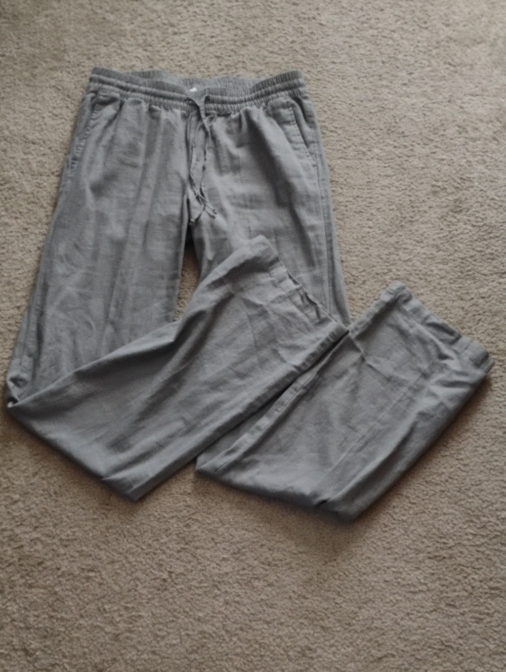 Ladies Linen/Rayon Gray Drawstring  Pants